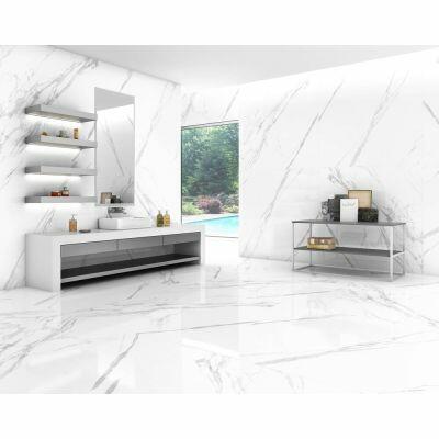 Porcelanato Polido Marmo 120x240 Retificado Branco Eliane
