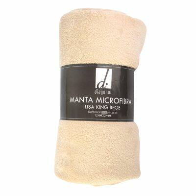 Manta Microfibra Lisa King 2,20x2,40m Bege Diagonal