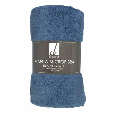 Manta Microfibra Lisa King 2,20x2,40m Azul Diagonal