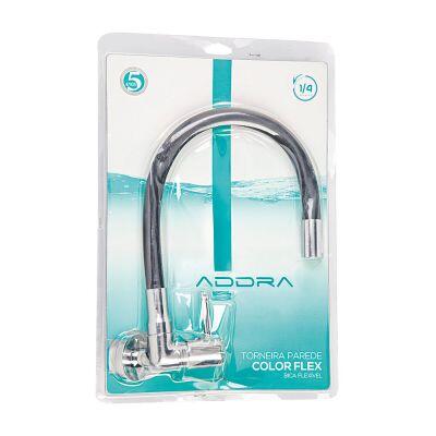 Torneira para Cozinha de Parede Bica Alta Fluir Flex 1/2" Preto/Cromo Addra