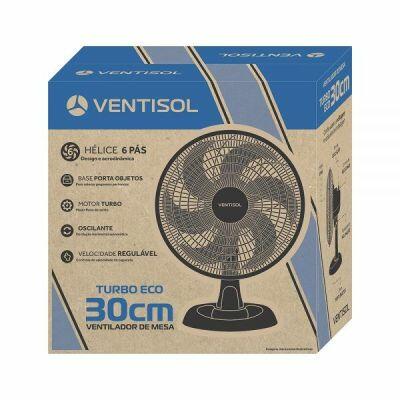Ventilador de Mesa Turbo Eco 30cm Preto Ventisol