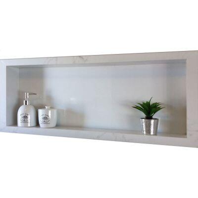 Nicho Slim Marmorizado Branco Polido 37x83 Málaga