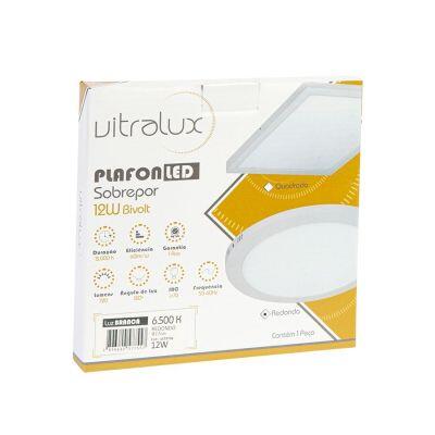 Painel LED Sobrepor 12W 6500K 17cm Redondo Luz Branca Vitralux