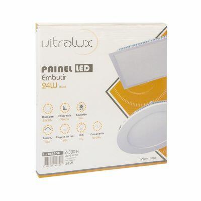 Painel LED Embutir Quadrado 24W 6500K Luz Branca Vitralux