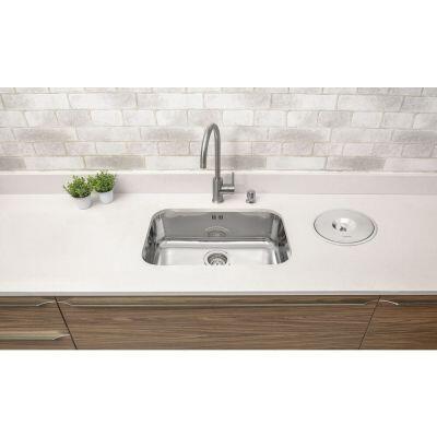Cuba para Cozinha de Embutir Inox Simples 56x34cm Prime Alto Brilho Com Válvula Tramontina