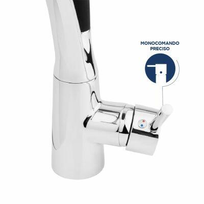 Torneira Misturador Monocomando para Cozinha de Mesa Bica Alta 1/2'' Fluir Flex com Ducha Preto Addra