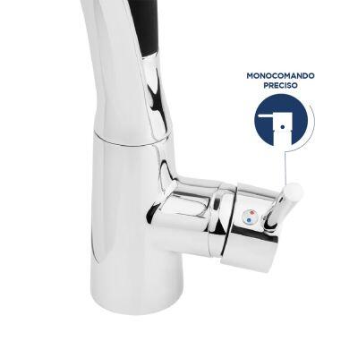 Torneira Misturador Monocomando para Cozinha de Mesa Bica Alta 1/2'' Fluir Flex com Ducha Preto Addra