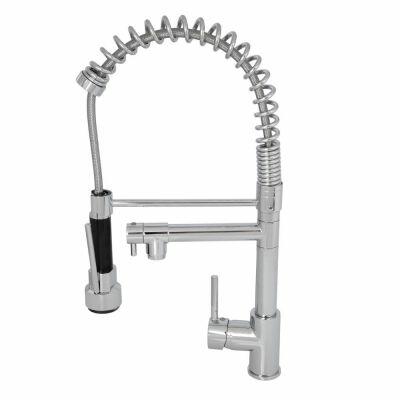 Torneira Misturador Monocomando para Cozinha de Mesa Bica Alta com Ducha ½” Salseiro Duplo Cromado Addra