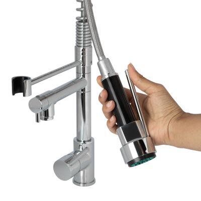 Torneira Misturador Monocomando para Cozinha de Mesa Bica Alta com Ducha ½” Salseiro Duplo Cromado Addra