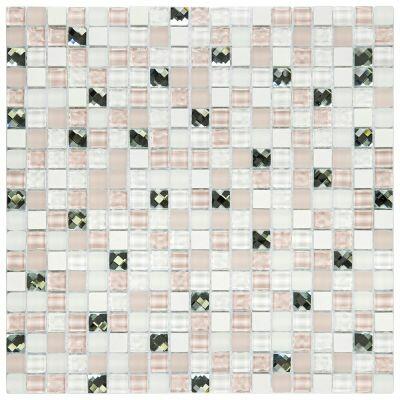 Pastilha de Vidro Glass Mosaic Diamond 30x30 Branco Rosa