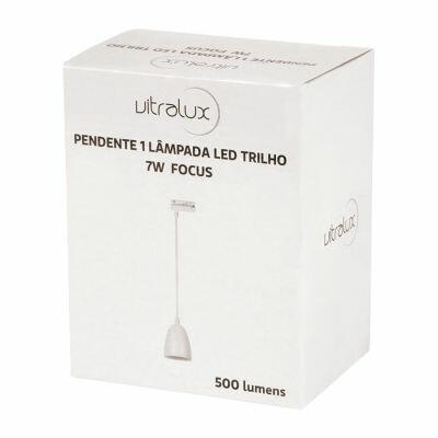 Pendente LED Focus 3000K 10,5cm Branco Luz Amarela Vitralux