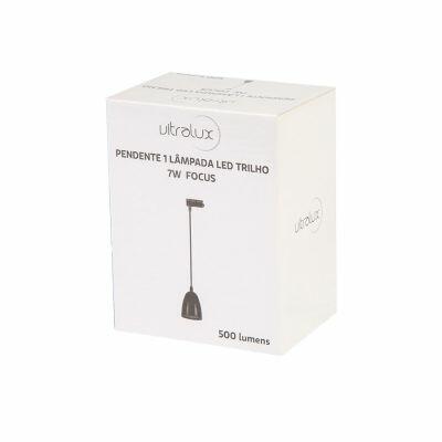 Pendente LED Focus 3000k 10,5cm Preto Luz Amarela Vitralux
