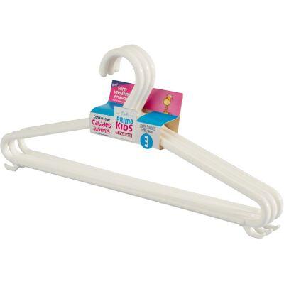 Cabide de Plástico Infantil com 3 Unidades Branco Sanremo