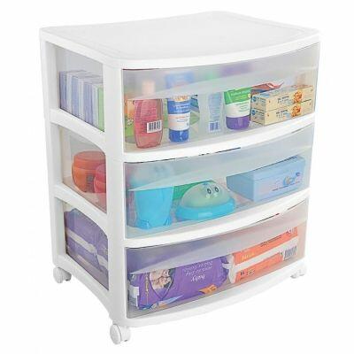 Gaveteiro Ordene Largo com 3 Gavetas Transparente