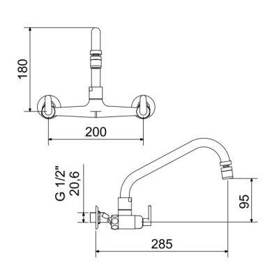 Misturador de Mesa para Cozinha 3006C 18 Uni 1/2" Cromado Meber