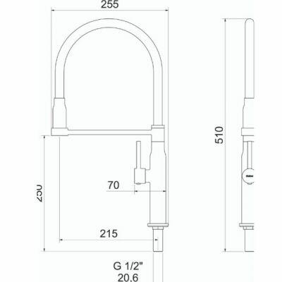 Misturador de Mesa para Cozinha Minimal 1/2'' Preto Cromado Meber