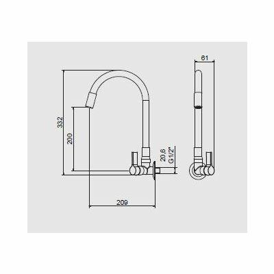 Torneira de Parede para Cozinha Atria 1/2'' Preto/Cromado Meber