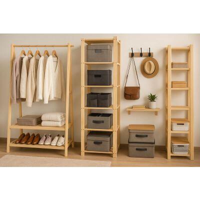 Estante Pinus Natural 5 Prateleiras 180x60x33cm Cubo Marcenaria