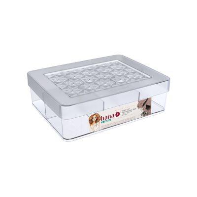 Caixa Organizadora c/Tampa e Divisória Hana Cristal P 15,5x20x6,2cm