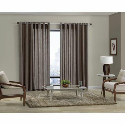 Cortina Bella Janela 3x1,7m Rústica Sevilha Branco com Ilhós