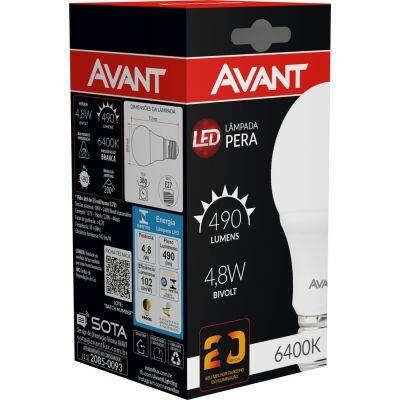 Lâmpada LED Pera 4,8W E27 6500K Luz Branca Avant