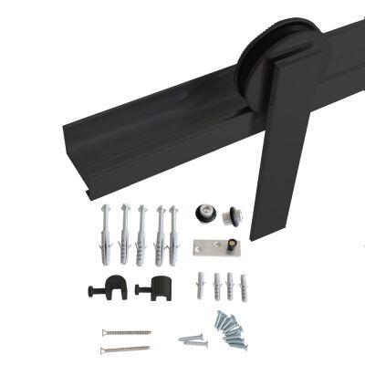 Kit Porta de Correr Geris Alumina Alumínio Preto 2m Kit Porta de Correr Geris Alumina Alumínio Preto 2m