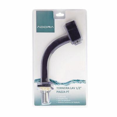 Torneira para Banheiro de Mesa Bica Média 1/2" Lyn Cub Preto Addra