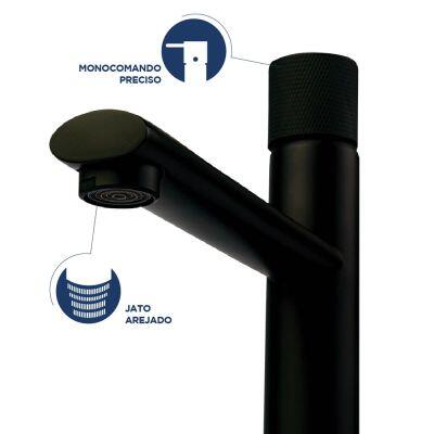 Torneira Misturador de Mesa para Banheiro de Mesa Bica Média 1/2" Senda Preto Addra