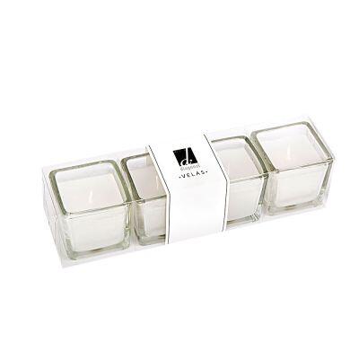 Kit com 4 Velas de Vidro Quadrado 5x5 Diagonal