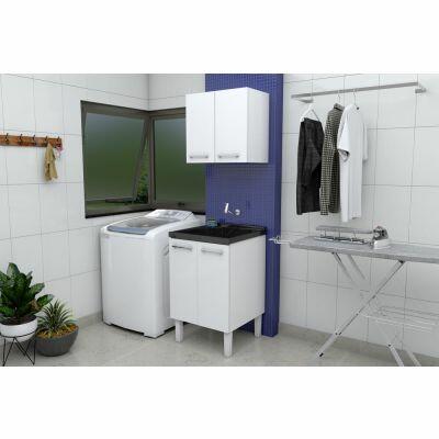Balcão com Tanque Aço Max 60cm Preto Cozimax