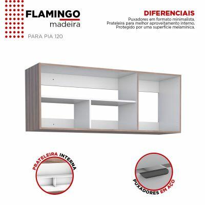 Armário Aéreo Flamingo 114cm Tamarindo Preto Cozimax