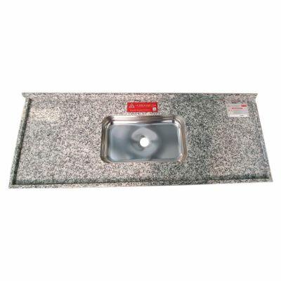 Pia de Cozinha com Cuba Inox Standard Corumba Granito 120x56cm Cinza L A Pias e Granitos
