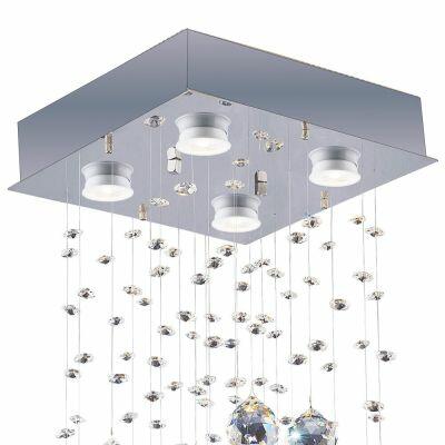Plafon Bronzearte 4 Lâmpadas Crystal Spiral 30954 GU10 Cinza