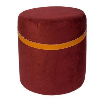 Puff Diagonal 41x40cm Premier Vinho Redondo