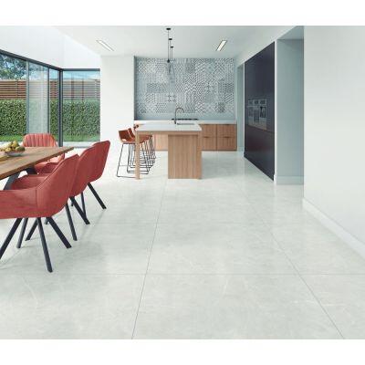 Porcelanato Polido Magdal Ice 82x82 Retificado Cinza Claro Damme