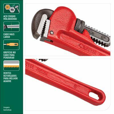 Chave Grifo 8" Heavy Duty Cromo Molibdênio Apex Sata
