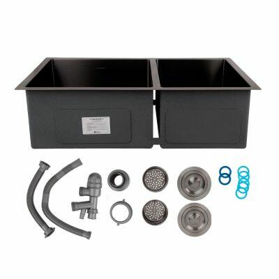 Cuba para Cozinha de Embutir Inox Dupla Gourmet Cinza Chumbo 76,2x42cm Addra