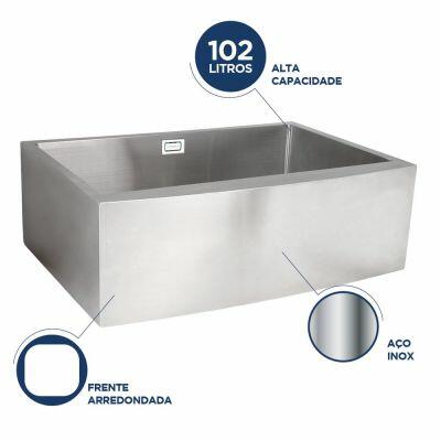 Cuba para Cozinha de Embutir Aço Inox Farm Sink 76x35x25,4cm Addra