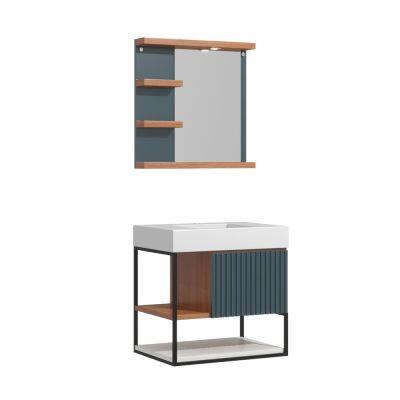 Kit Gabinete para Banheiro Supenso com Tampo Cyndi Branco/Cinamon 60cm C-Linea Kit Gabinete para Banheiro Supenso com Tampo Cyndi Branco/Cinamon 60cm C-Linea