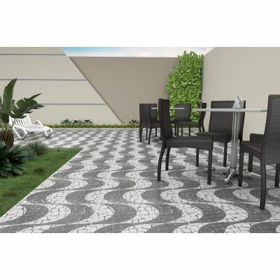 Piso Cerâmico Ilhabella Troia 57x57 Bold Esmaltado Branco/Preto Classe "A"
