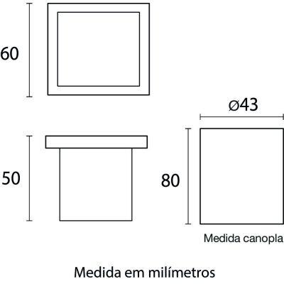 Embutido de Solo Ring LED Quadrado Cinza 1w 3.000k Luz Branco Quente Blumenau Iluminação