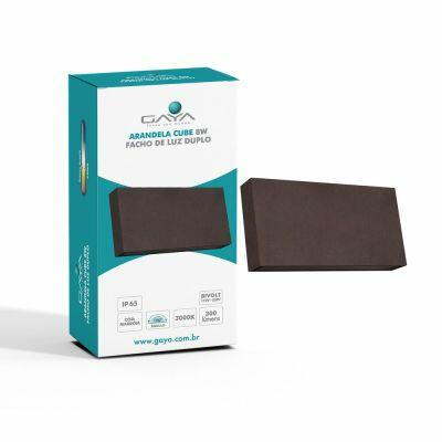 Arandela Externa LED 8W 3000K Cube Slim Marrom Luz Amarela Gaya