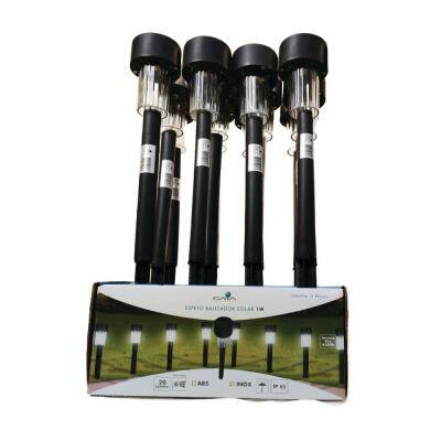 Espeto Jardim Solar 1W Preto Luz Branca Gaya