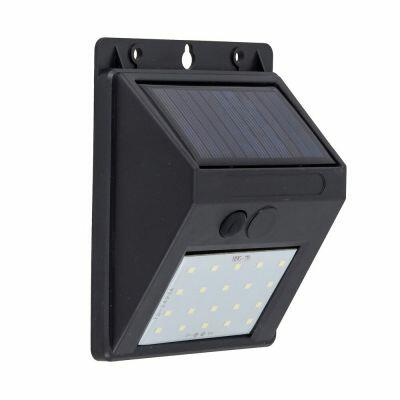 Luminária Solar Zyon com Sensor Preto Luz Branca Gaya