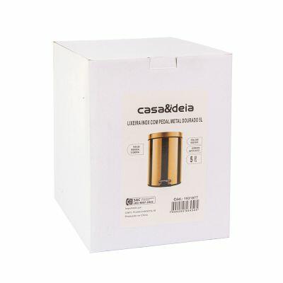 Lixeira Inox com Pedal 5L Dourado Casa&Ideia