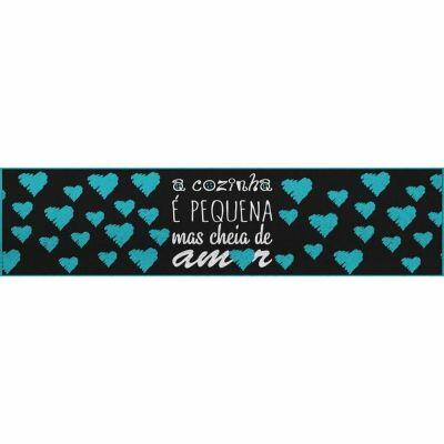 Passadeira com frase: "A cozinha é pequena, mas cheia de amor" - Euro Mats