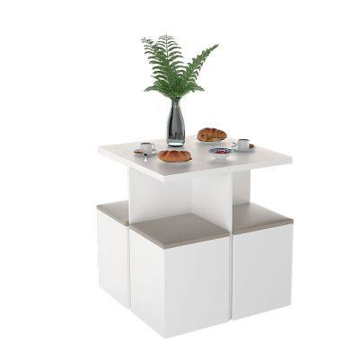 Mesa de Jantar com Banquetas Branco e Bege Appunto