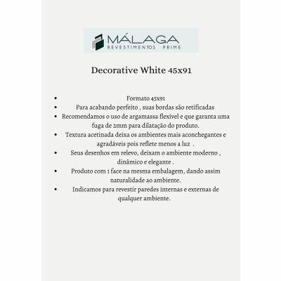 Revestimento Parede Decorative White Retificado Acetinado 45x91 Málaga
