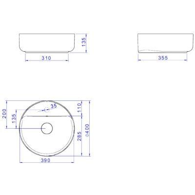 Cuba para Banheiro de Apoio Redonda com Mesa Slim 40cm Verde Sálvia L.12040.M.49 Deca