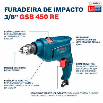 Furadeira de Impacto com 34 Acessórios Gsb X Line 1,6 Kg 450W Azul Bosch Furadeira de Impacto com 34 Acessórios Gsb X Line 1,6 Kg 450W Azul Bosch